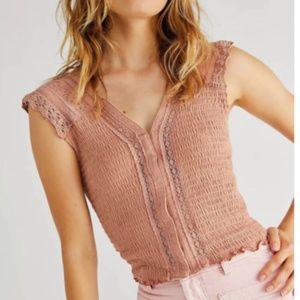 Size XS Free People On My Mind Rust Sleeveless Lace Top